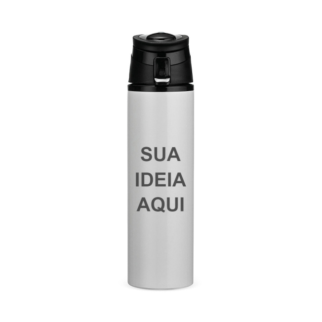 Squeeze de Alumínio 650ml com Trava sobre fundo branco