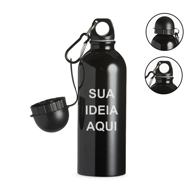 Squeeze Inox 500ml com Mosquetão sobre fundo branco