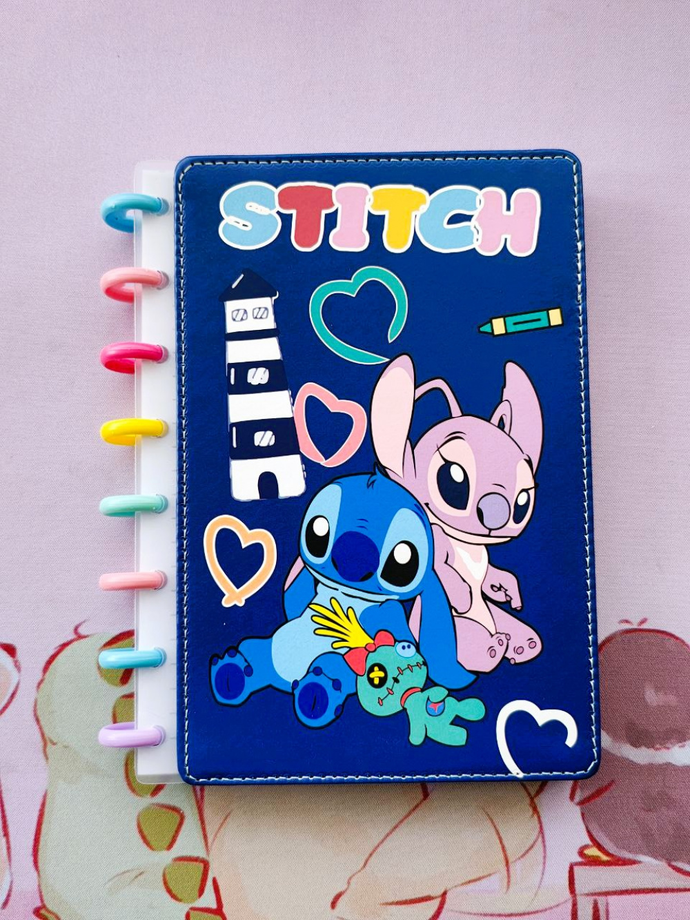 Caderno SMART com discos do Stitch, tipo caderno inteligente - Miau Geek