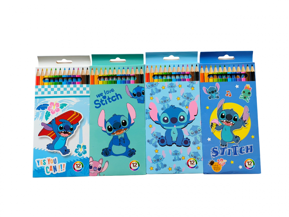 Conjunto de lápis de cor do Stitch, 12 cores - Miau Geek