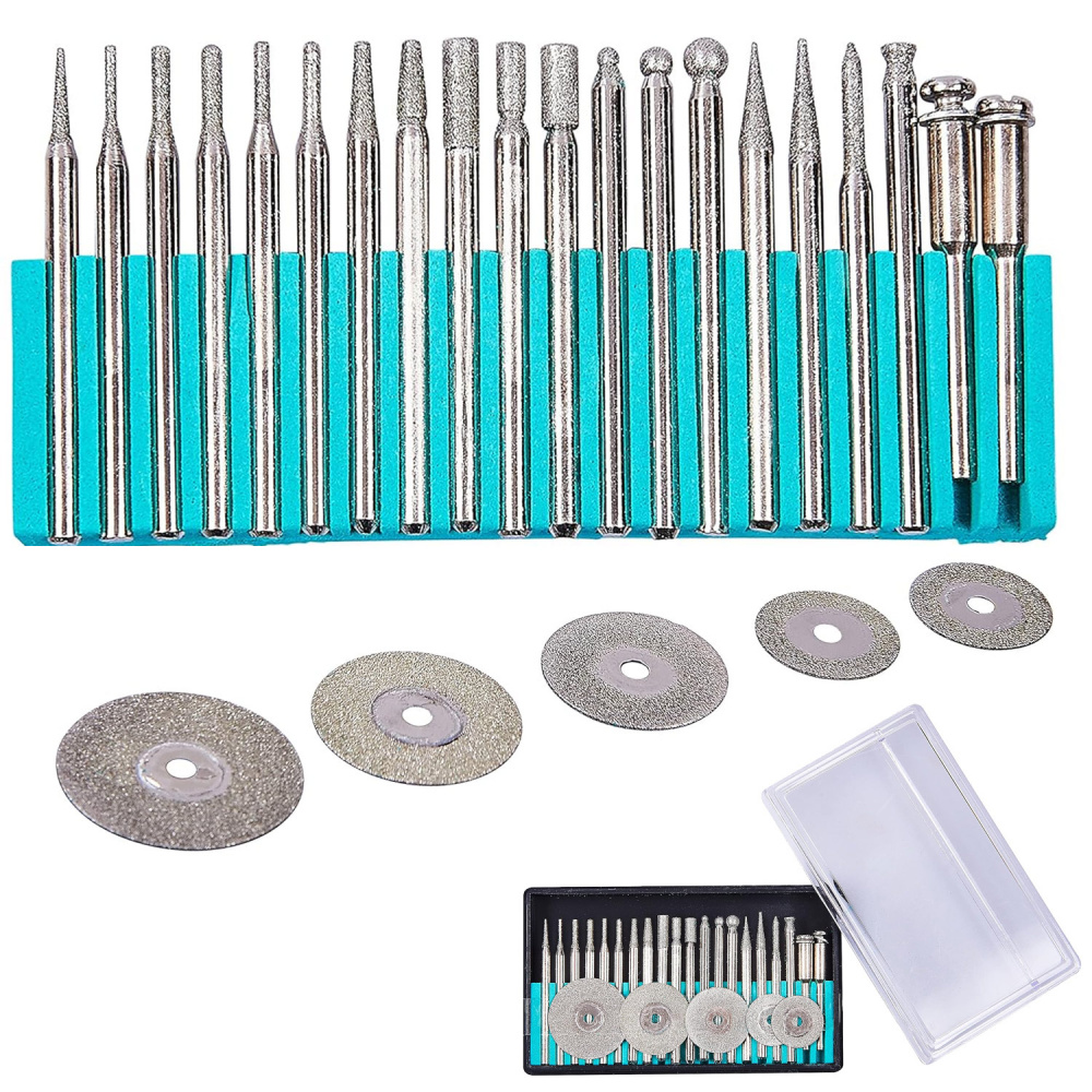 Retifica Corte Kit 25 Disco de Corte e Ponta Diamantada para Micro Retífica ...