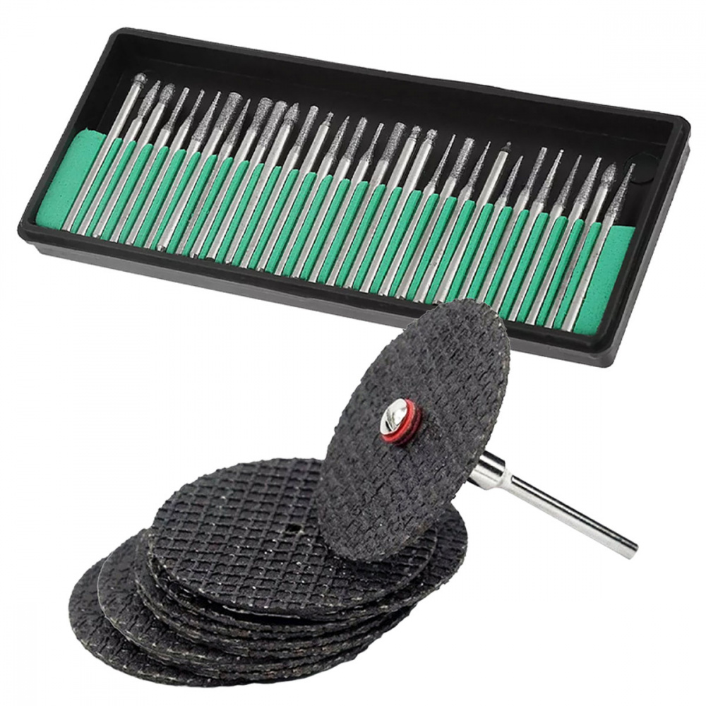 Kit Disco de Corte e Ponta Diamantada 51 Pçs Micro Retífica ...