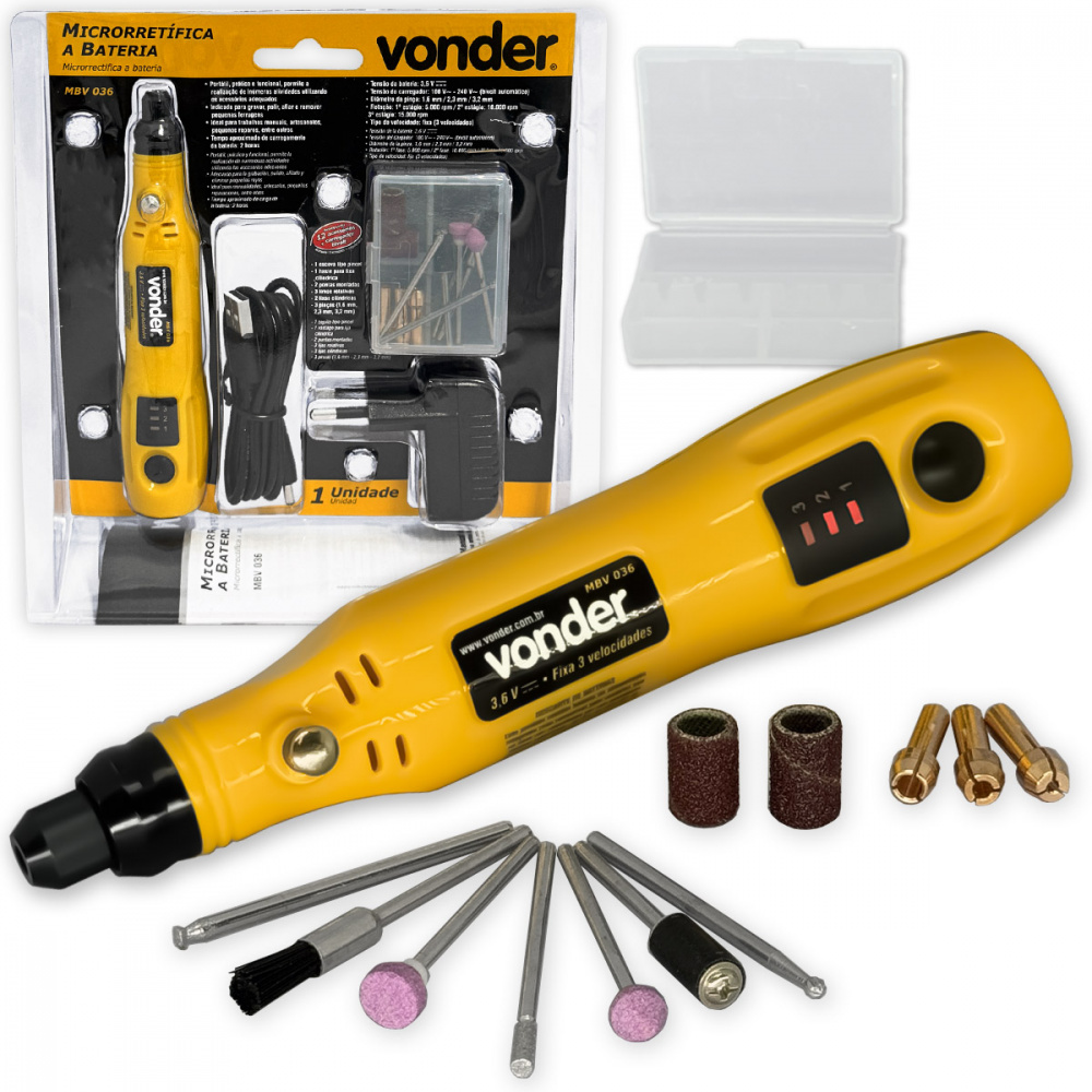 Micro Retífica Bateria de Lítio Mini Lixadeira Bivolt Vonder ...