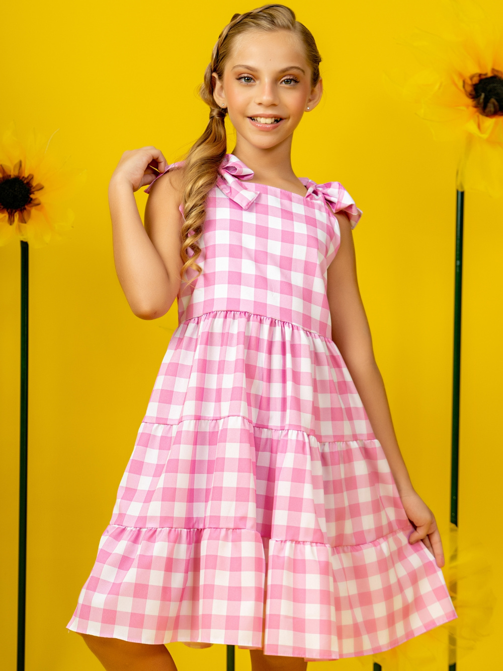 Vestido Xadrez Rosa Bebê Milatutti