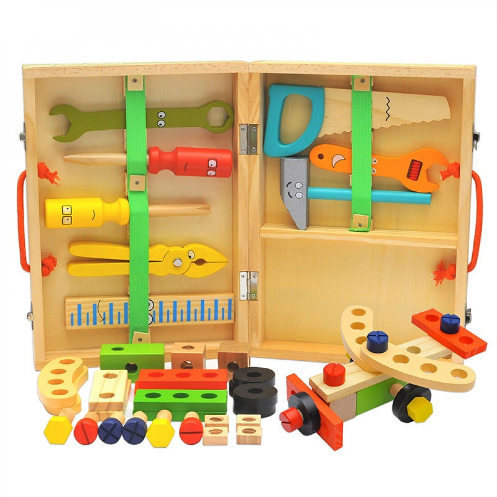 Brinquedo Bancada De Ferramentas Infantil Madeira 41 Peças Pedagógico  Montessori - 2252 MX