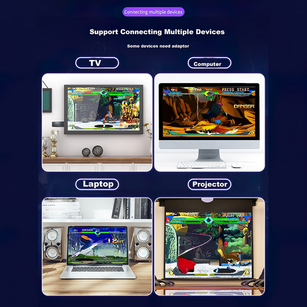 SZAMBIT Game Console Novo Console De Jogos Para Casa De TV Cabo Sem Fio  Duplo Retro Mini Hd Arcade (4 pessoas 64G)