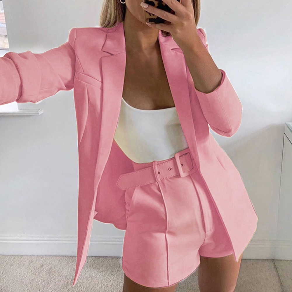 2 Peças Femininas Roupas Elegantes Roupas Casuais Casuais Conjuntos De  Blazer (Color : Pink, Size : L) : : Moda