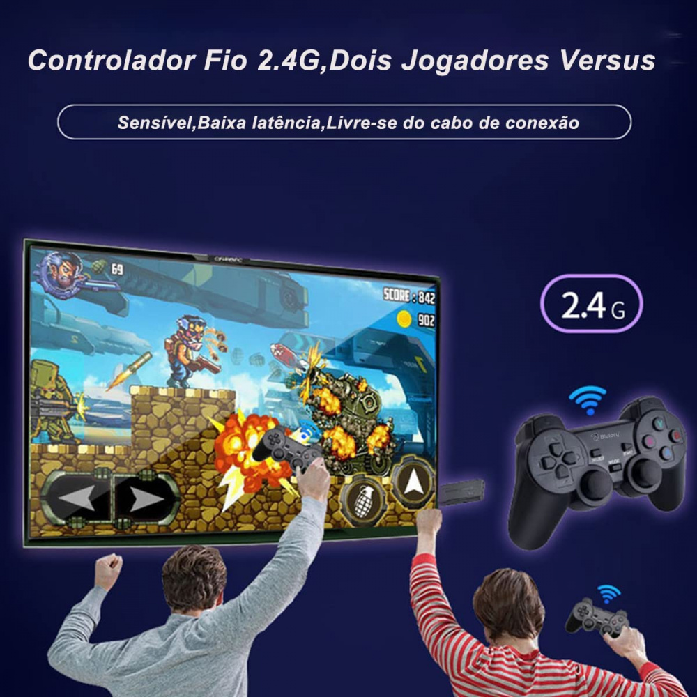 Video game stick 4k 64gb game retro 2 controles sem fio 10 mil jogos  antigos clássicos/Mario World/Sonic e muito mais