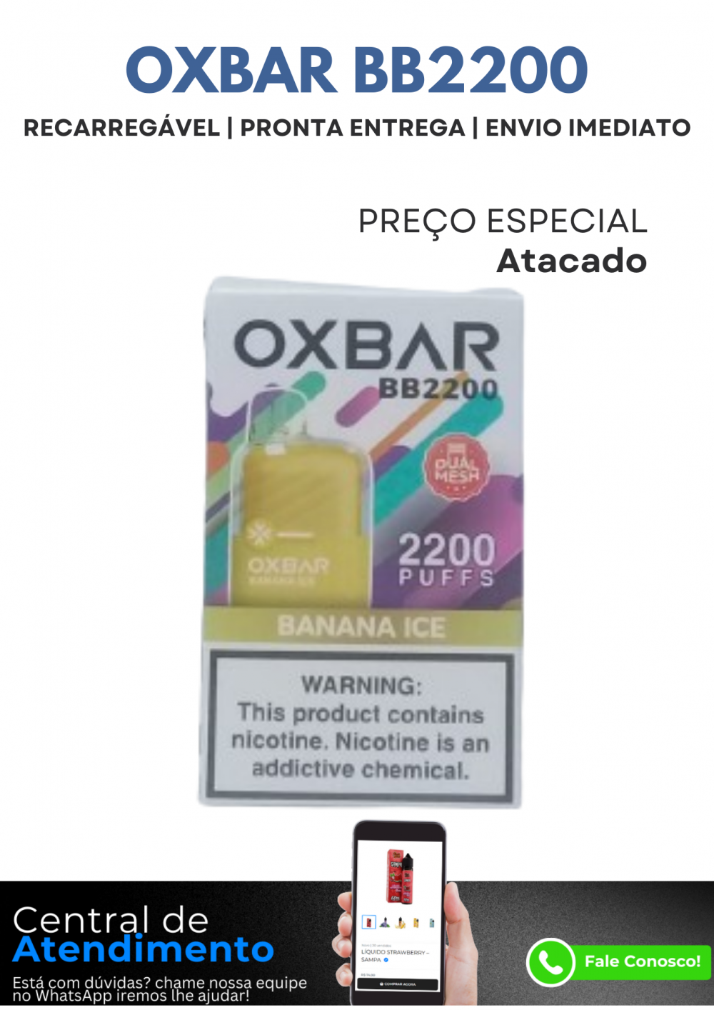 Oxbar Bb Strawberry Ice Multivape Atacado