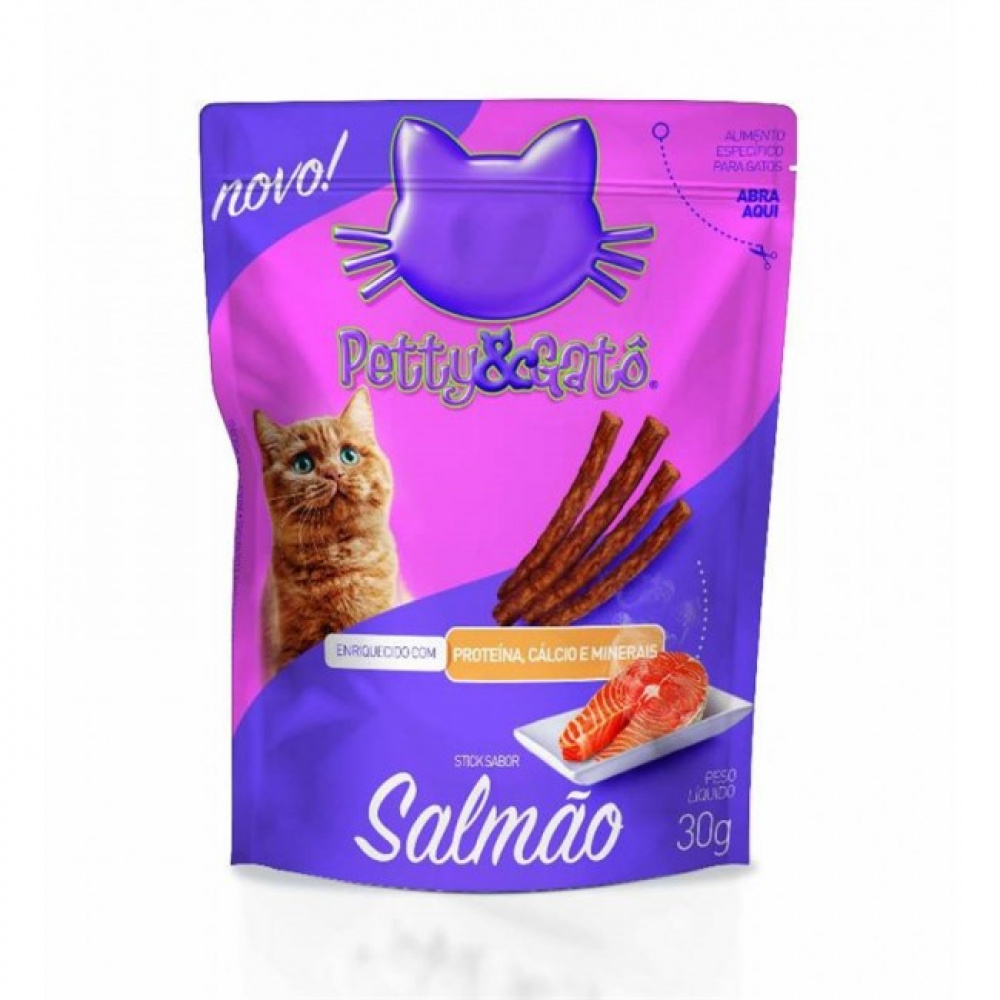 Petty & Gato Bifinho Stick Salmão 30g - Mundo Animais