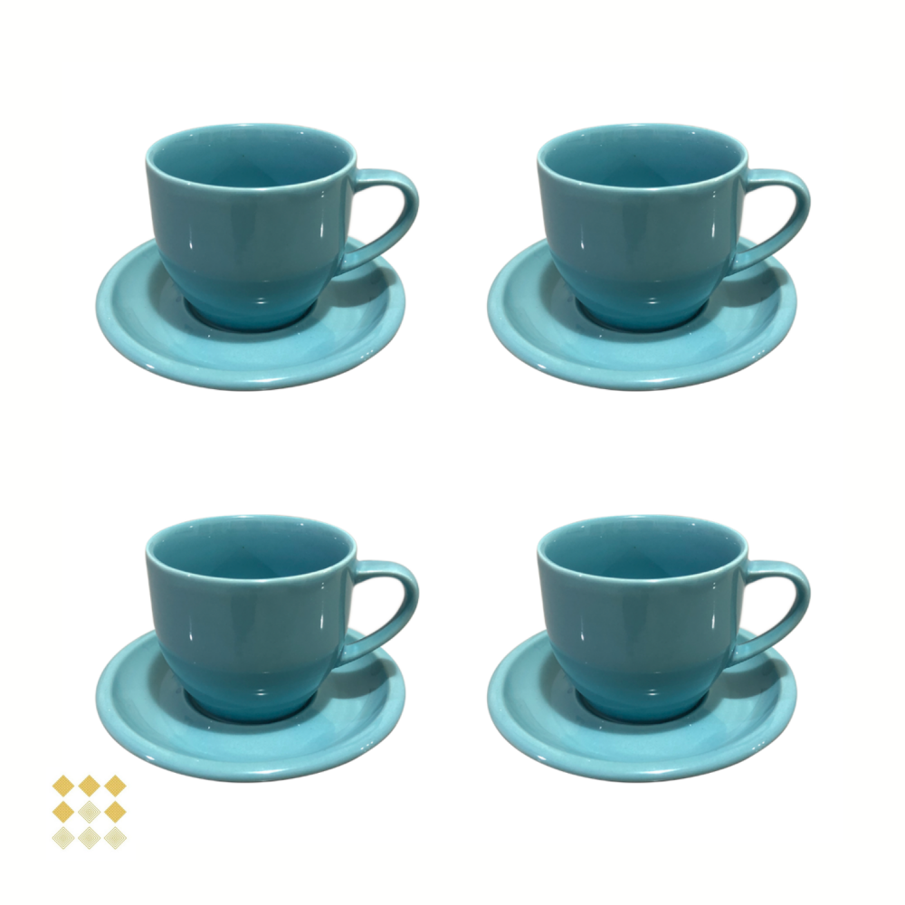 Jogo 12 Xícara Chá Café 170ml Amarelo em Porcelana - MUNDO DA