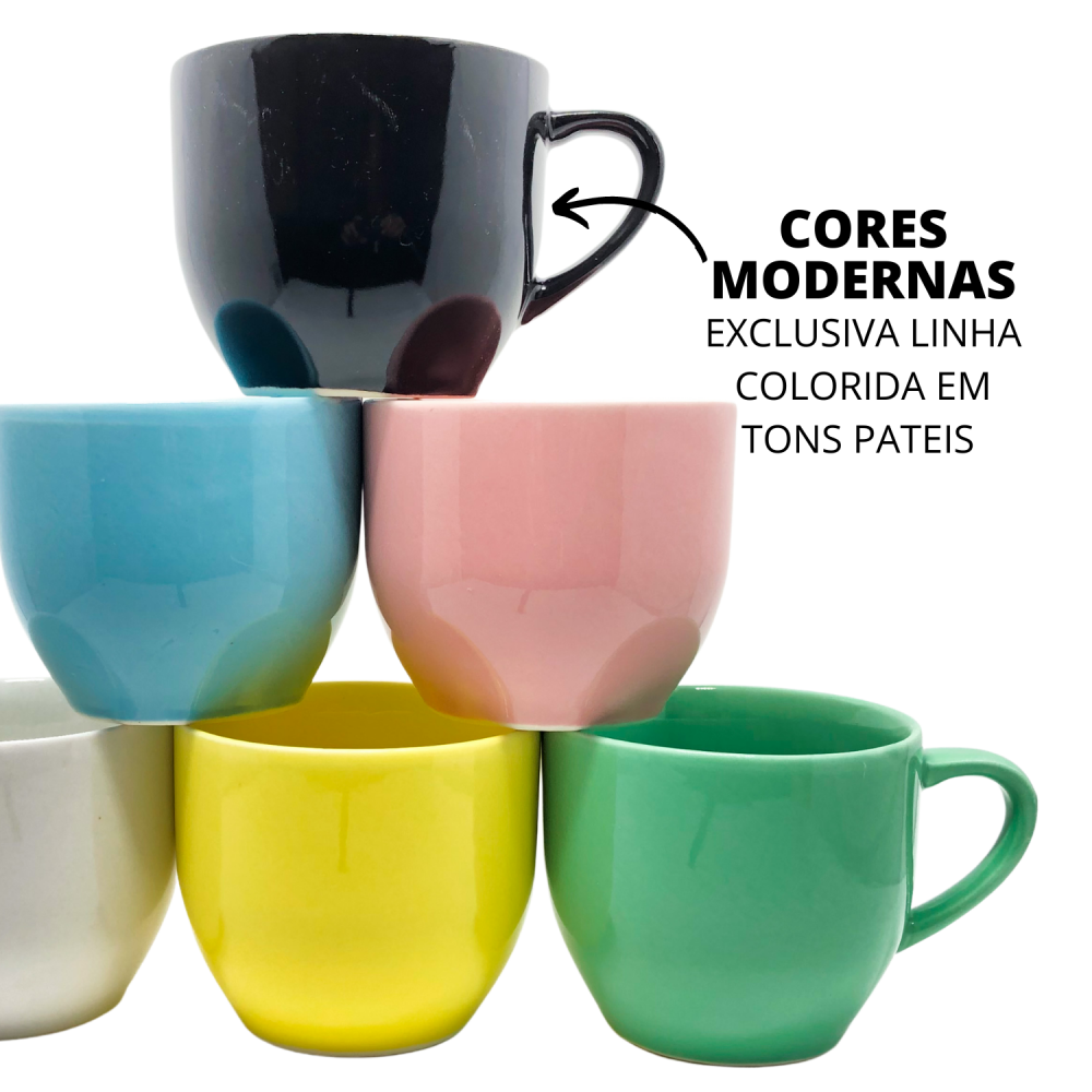 Jogo 6 Xícara Chá Café Amarela 170Ml Porcelana em Promoção é no Bondfaro