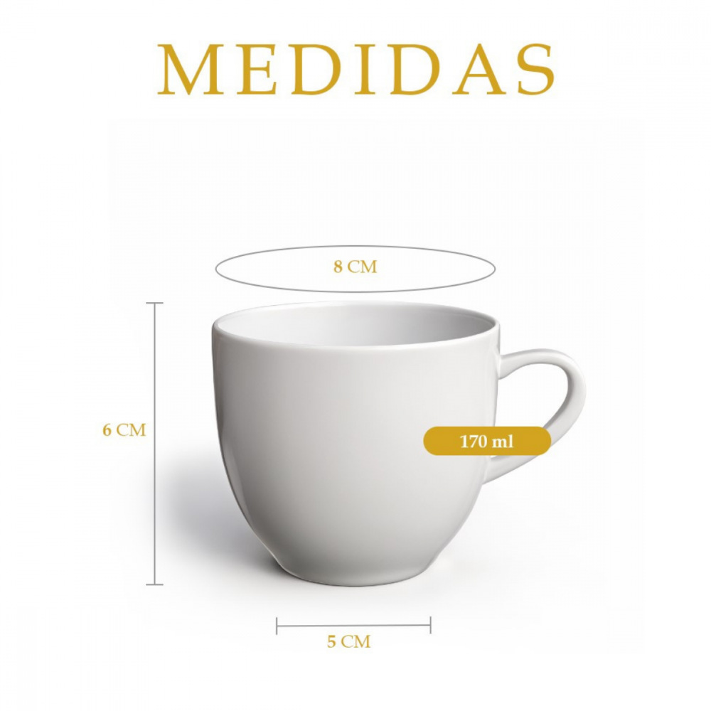 Jogo 6 Xicaras Café Chá Porcelana 170ml Com Caixa - Lu - Xícaras