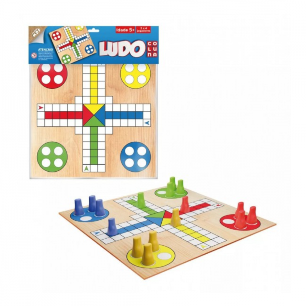 Jogo Ludo Tabuleiro Em Madeira Mdf Dado E Pinos Nashoptem