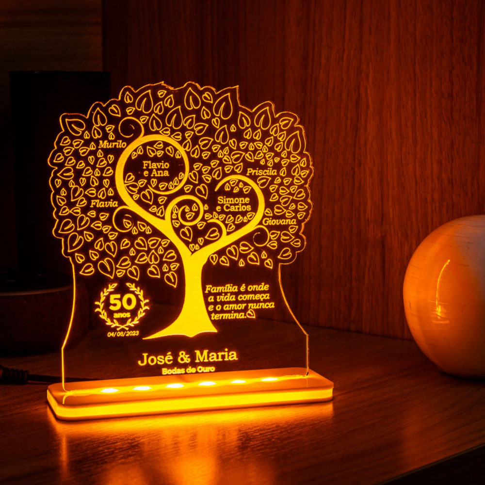 Luminária Bodas de Ouro NerdX Oficial Luminárias Personalizadas