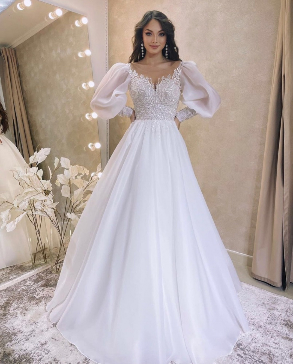 Ball Gown Vestido De Noiva De Princesa Manga Longa Vestido Branco