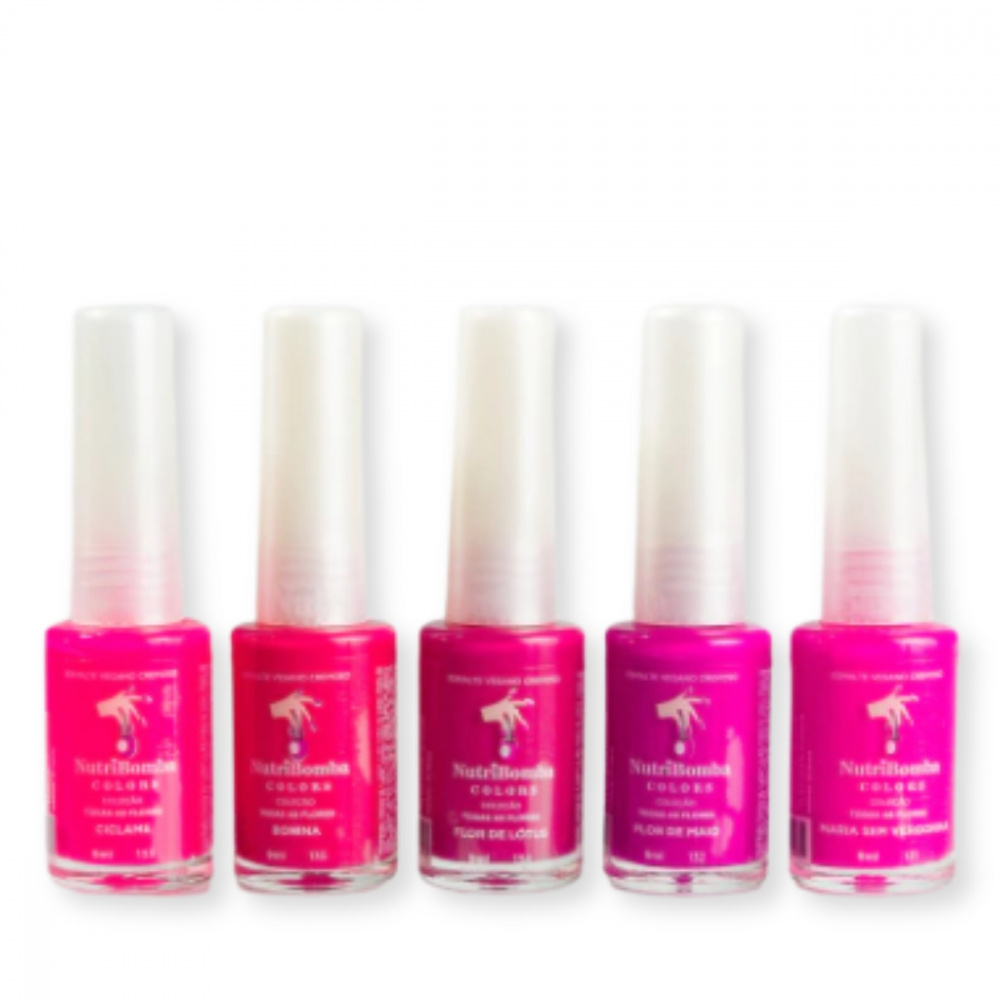 Kit Todas as Flores, 5 esmaltes Nutri Colors