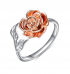 Anel Flor Rose em Prata 925 Esterlina - Regulável