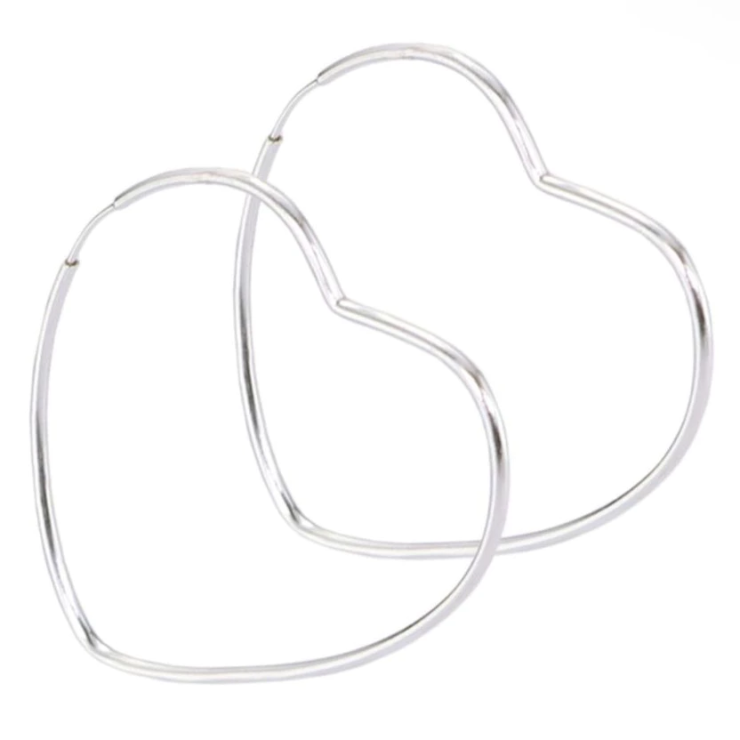Brinco Argola Coração em Prata 925 Esterlina