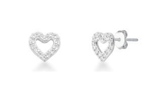 Brinco Coração Cravejado em Prata 925 Esterlina