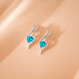 Brinco Encanto Azul em Prata 925 Esterlina