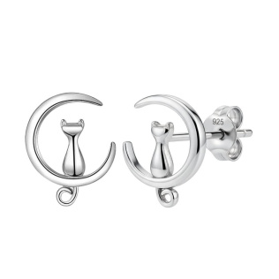 Brinco Gato na Lua em Prata 925 Esterlina