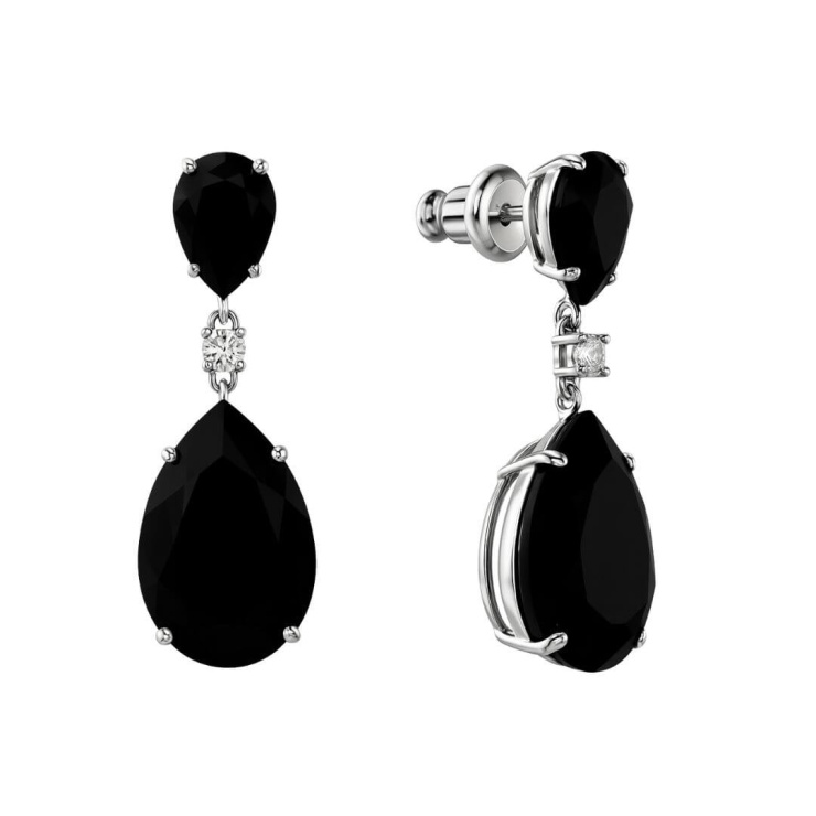 Brinco Gota Negra em Prata 925 Esterlina