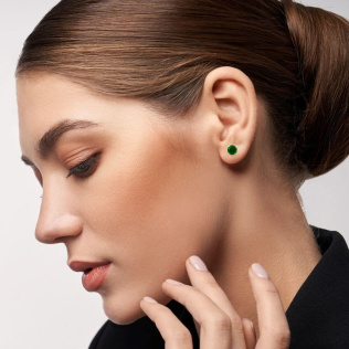 Brinco Ponto de Luz Verde Esmeralda em Prata 925 Esterlina