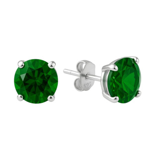 Brinco Ponto de Luz Verde Esmeralda em Prata 925 Esterlina
