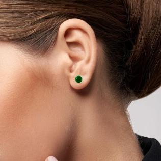 Brinco Ponto de Luz Verde Esmeralda em Prata 925 Esterlina
