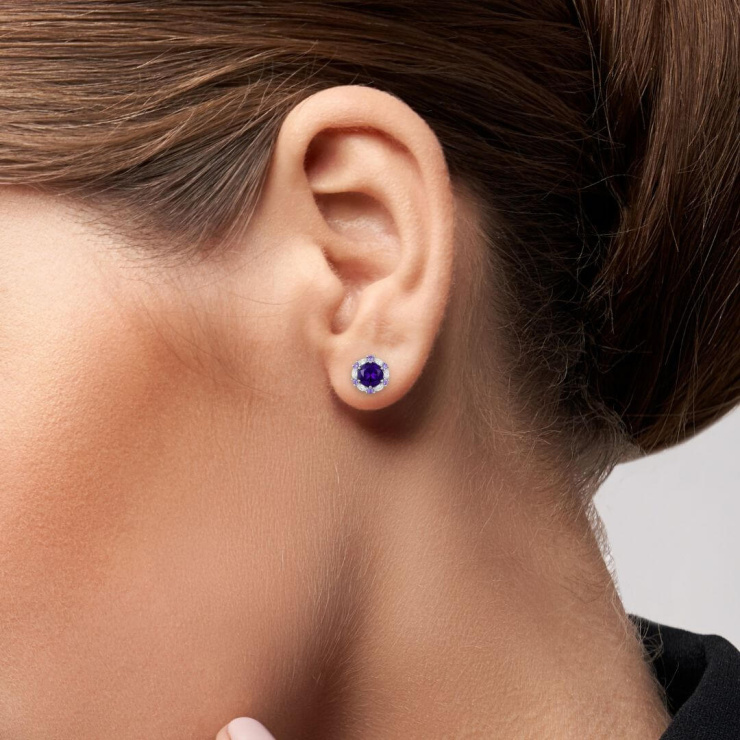 Brinco Redondo Ametista Prata 925 Legitima