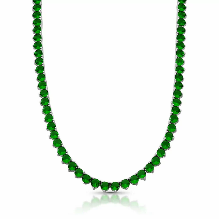 Choker Riviera Esmeralda em Prata 925 Esterlina 40CM