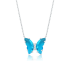 Colar Borboleta Azul em Prata 925 Esterlina 45cm