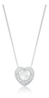 Colar Coração Safira Cristal Cravejado em Prata 925 Esterlina 45cm