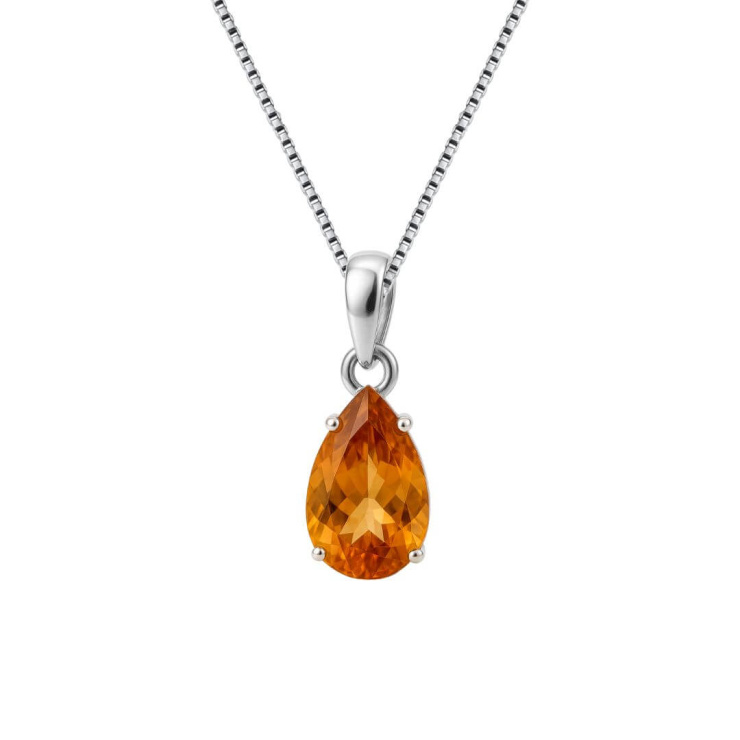 Colar Gota Topázio Imperial em Prata 925 Esterlina 45cm