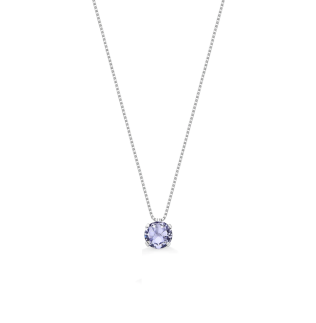 Colar Ponto de Luz Roxo Ametista Prata 925 Esterlina 45cm