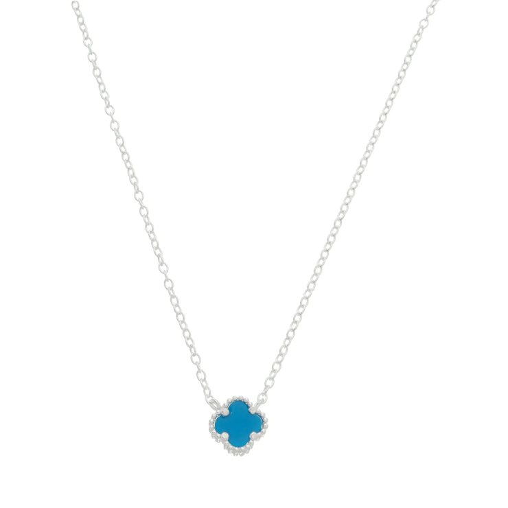 Colar Trevo Van Cleff Azul em Prata 925