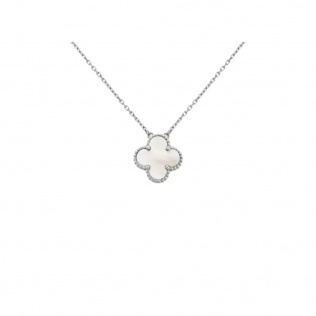 Colar Trevo Van Cleff Madrepérola em Prata 925