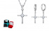 Conjunto Cruz Cristal em Prata 925 Esterlina 45cm