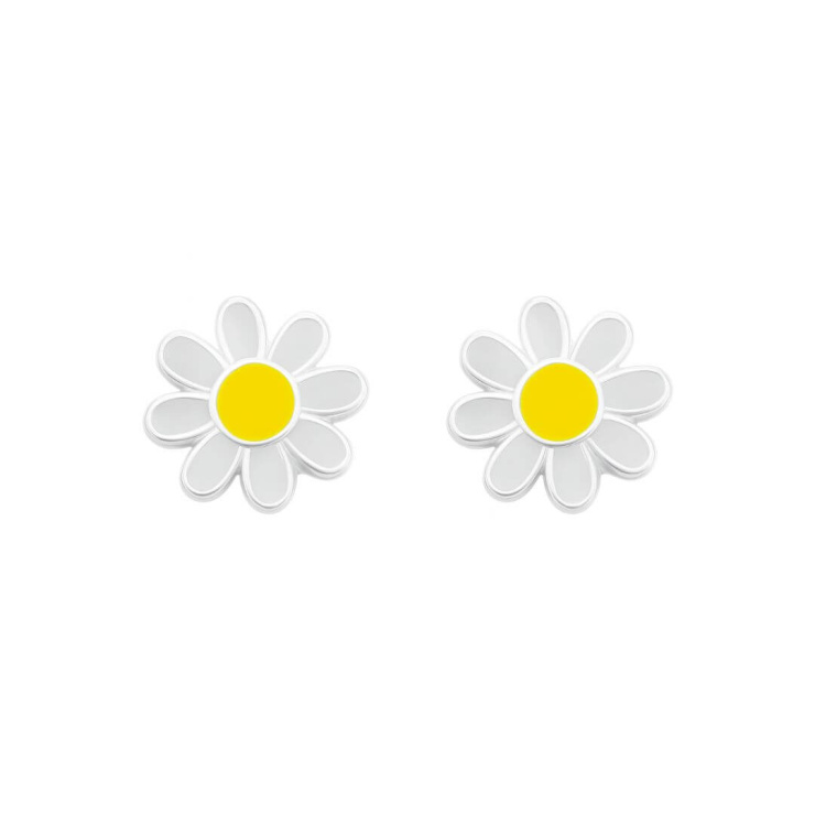 Conjunto Flor de Margarida Prata 925 Esterlina 45cm