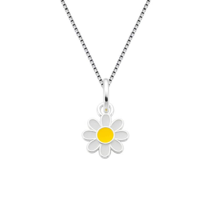 Conjunto Flor de Margarida Prata 925 Esterlina 45cm