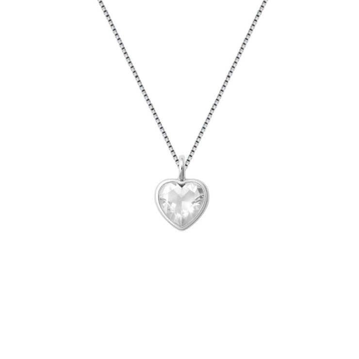 Conjunto Ponto de Luz Coração Cristal em Prata 925 Esterlina 45cm