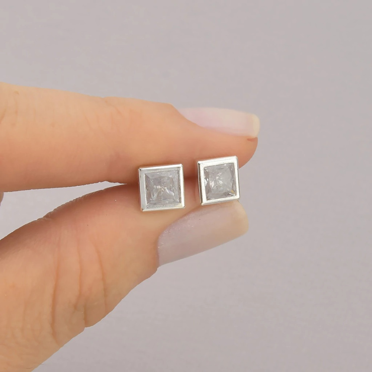 Conjunto Ponto Quadrado Cristal em Prata 925 Esterlina 45cm