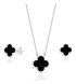 Conjunto Trevo Van Gleff Preto em Prata 925