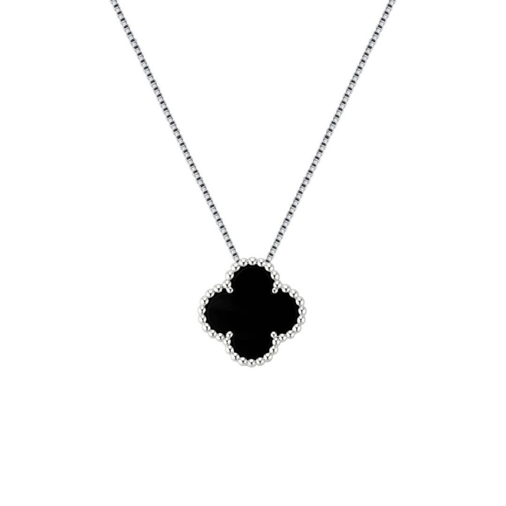 Conjunto Trevo Van Gleff Preto em Prata 925