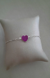 Pulseira Coração Amestista em Prata 925 Esterlina