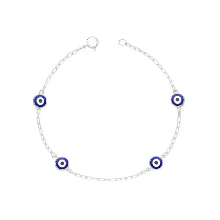 Pulseira De Prata 925 Pura Olhos Gregos Garantia Eterna