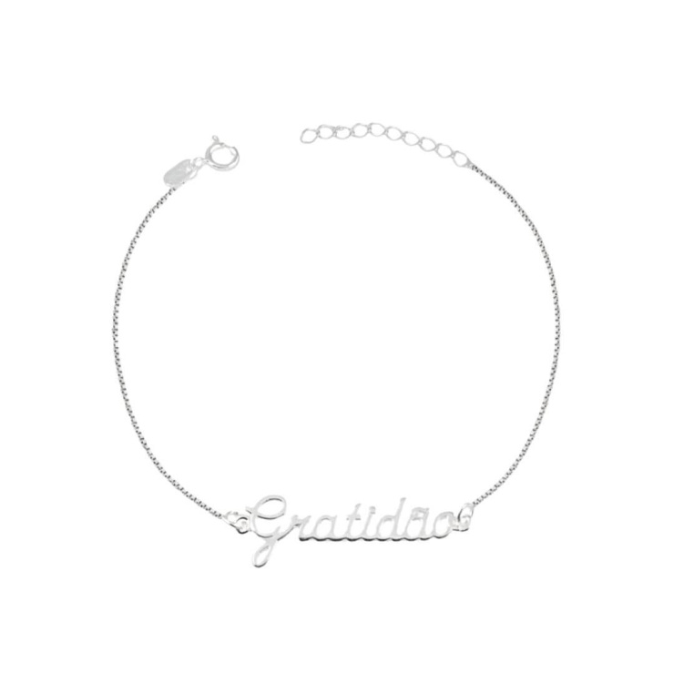 Pulseira Gratidão em Prata 925 Esterlina