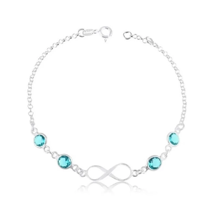 Pulseira Infinito Turmalina em Prata 925 Esterlina