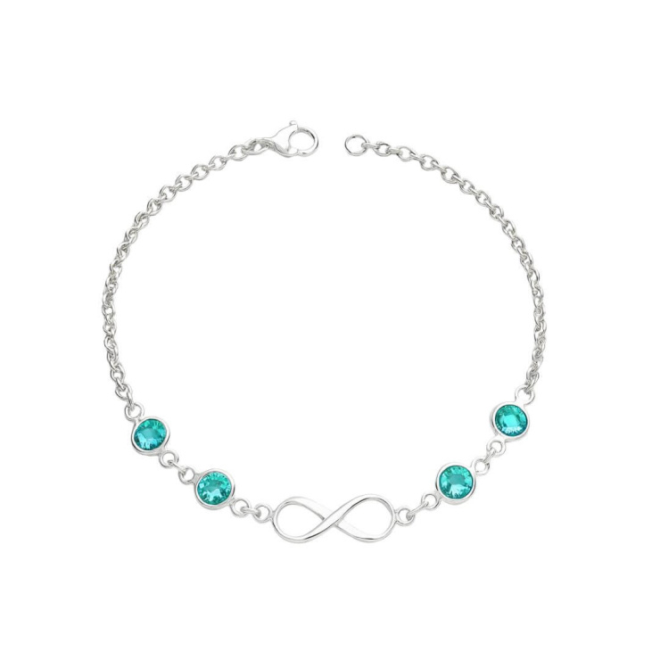 Pulseira Infinito Turmalina em Prata 925 Esterlina